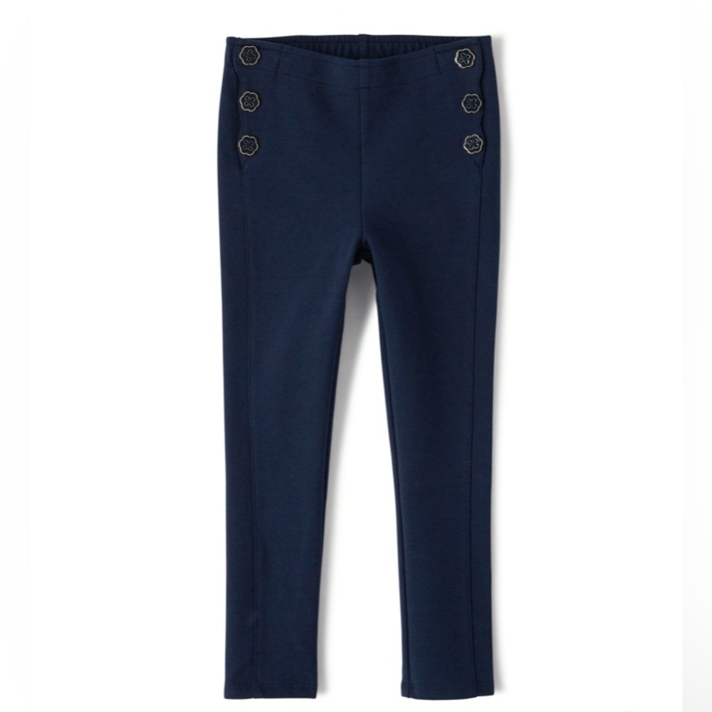 New Gymboree Girls 4T Flower Button Pants Leggings Navy Playful Poppies